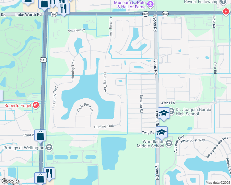 map of restaurants, bars, coffee shops, grocery stores, and more near 4300 Hunting Trail in Lake Worth