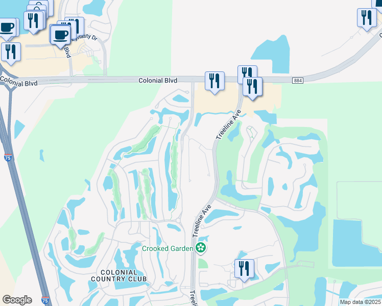 map of restaurants, bars, coffee shops, grocery stores, and more near 9055 Colonial Boulevard in Fort Myers