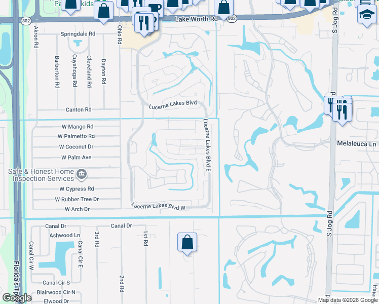 map of restaurants, bars, coffee shops, grocery stores, and more near 7118 Golf Colony Court in Greenacres
