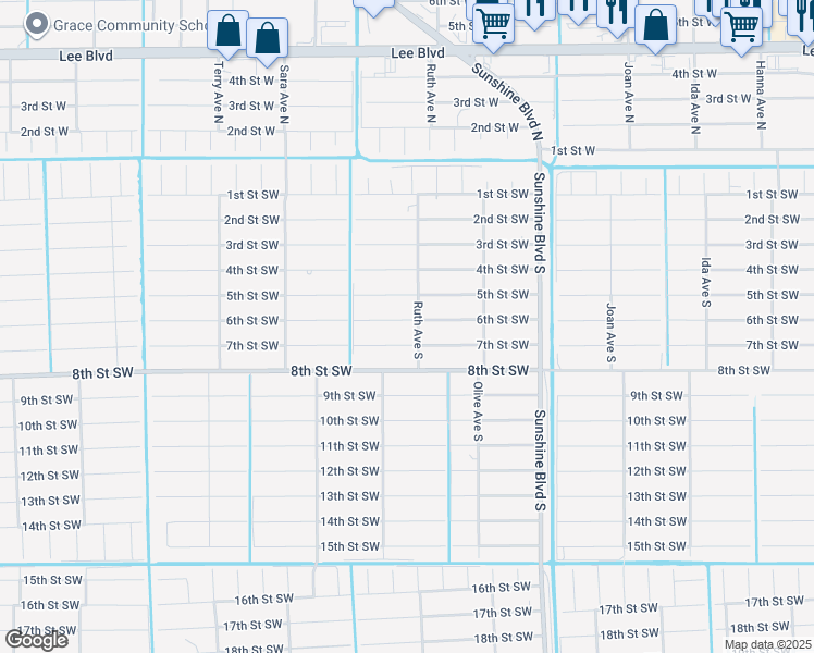 map of restaurants, bars, coffee shops, grocery stores, and more near 3220 7th Street Southwest in Lehigh Acres