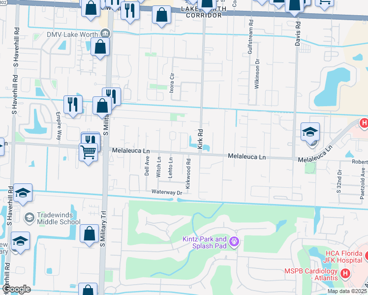 map of restaurants, bars, coffee shops, grocery stores, and more near 4704 Melaleuca Lane in Lake Worth