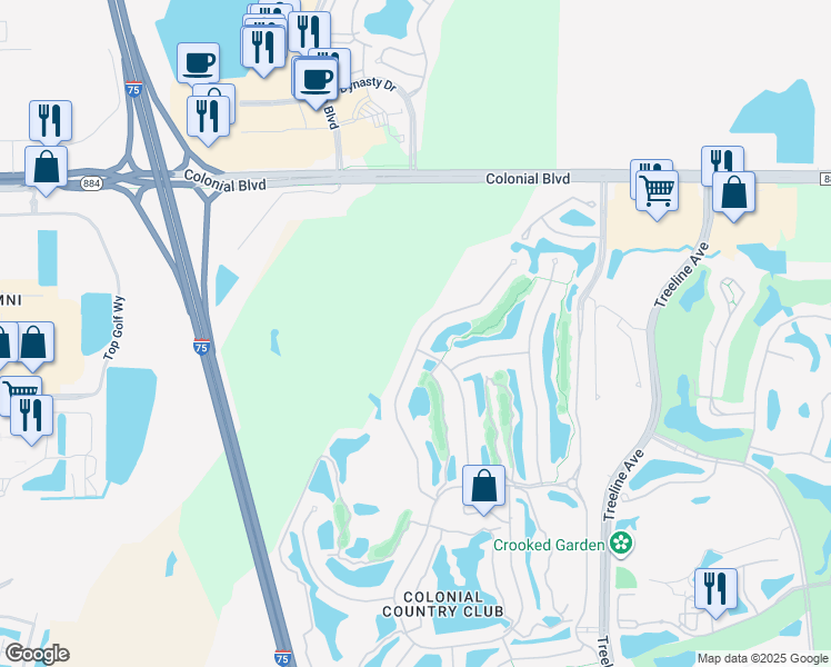 map of restaurants, bars, coffee shops, grocery stores, and more near 9086 Shadow Glen Way in Fort Myers