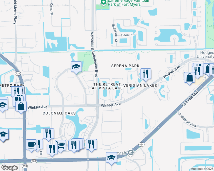map of restaurants, bars, coffee shops, grocery stores, and more near in Fort Myers