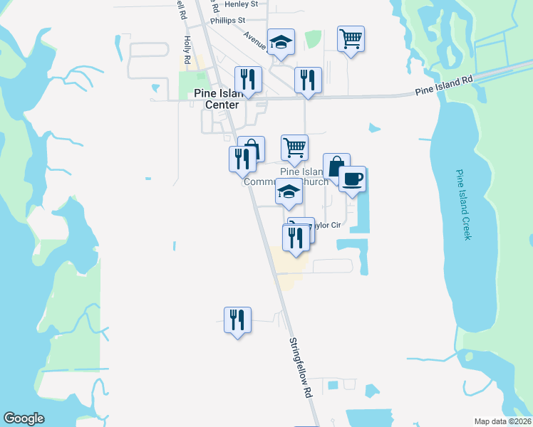 map of restaurants, bars, coffee shops, grocery stores, and more near 10030 Stringfellow Road in Saint James City