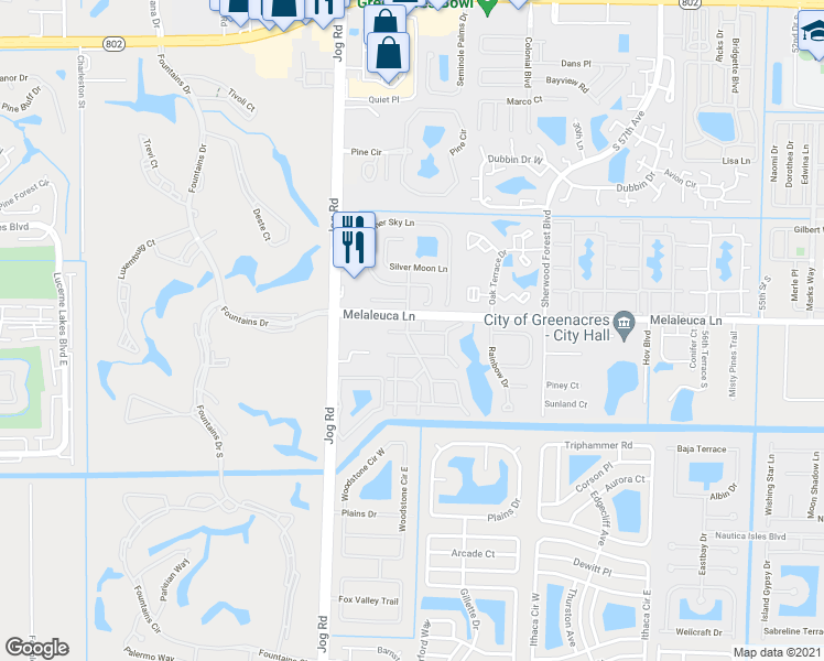 map of restaurants, bars, coffee shops, grocery stores, and more near 407 Pine Glen Lane in Greenacres