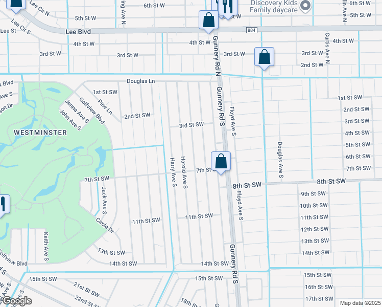 map of restaurants, bars, coffee shops, grocery stores, and more near 337 Harold Avenue South in Lehigh Acres