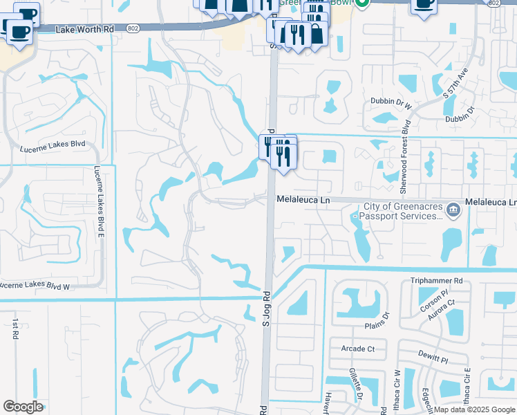 map of restaurants, bars, coffee shops, grocery stores, and more near 4835 Esedra Court in Lake Worth