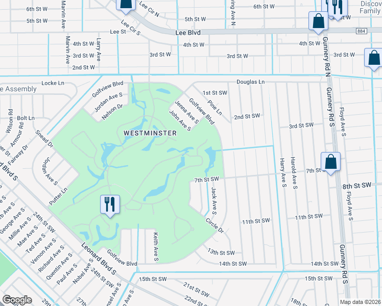 map of restaurants, bars, coffee shops, grocery stores, and more near 2127 Oxford Ridge Circle in Lehigh Acres