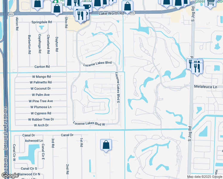 map of restaurants, bars, coffee shops, grocery stores, and more near 4705 Lucerne Lakes Boulevard East in Lake Worth