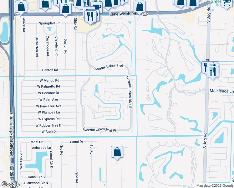 map of restaurants, bars, coffee shops, grocery stores, and more near 7178 Golf Colony Court in Lake Worth