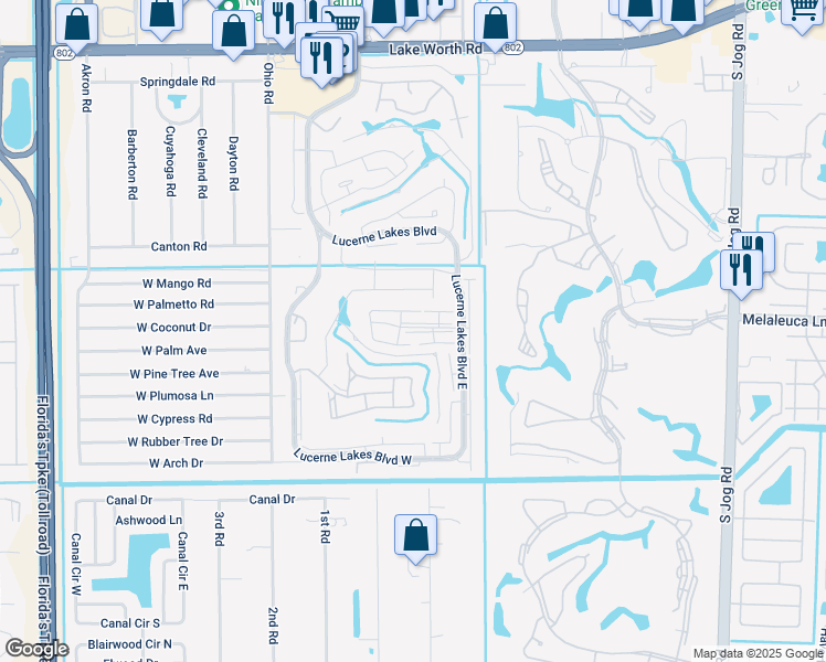 map of restaurants, bars, coffee shops, grocery stores, and more near 7178 Golf Colony Court in Lake Worth