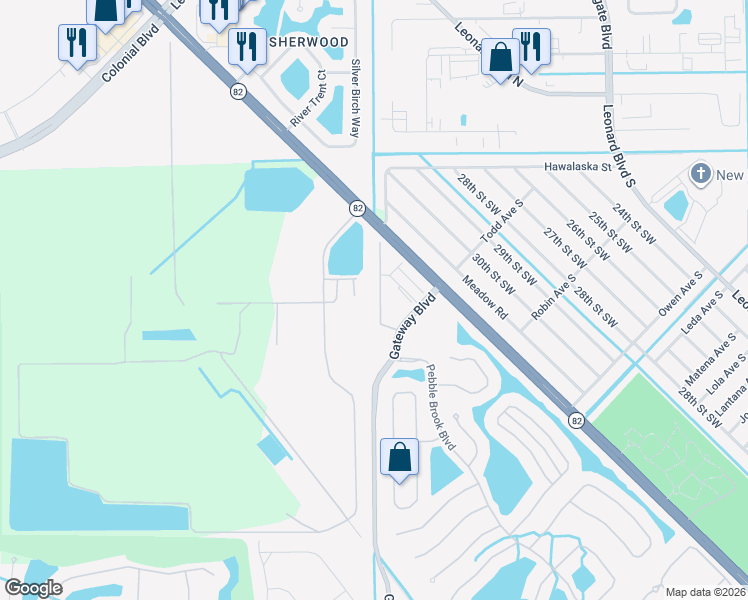 map of restaurants, bars, coffee shops, grocery stores, and more near 9470 Ivy Brook Run in Fort Myers