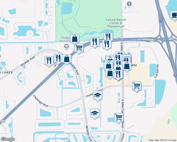 map of restaurants, bars, coffee shops, grocery stores, and more near 4026 Cherrybrook Loop in Fort Myers