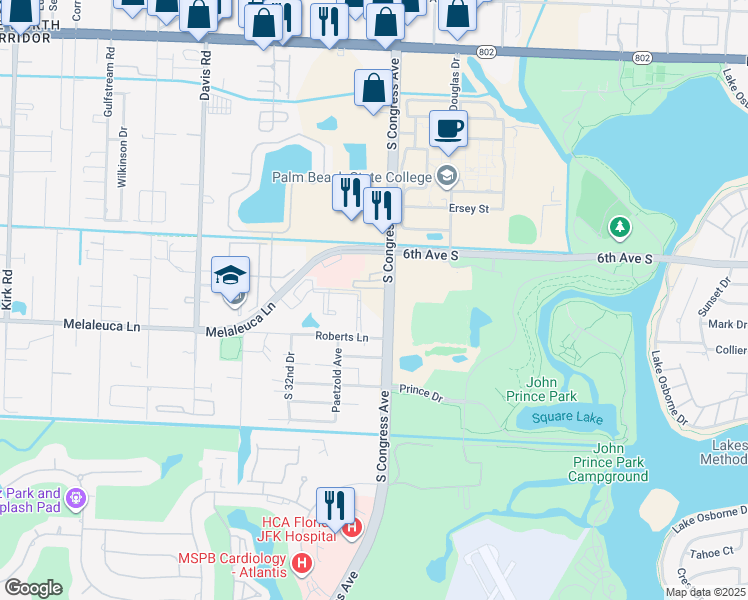 map of restaurants, bars, coffee shops, grocery stores, and more near 4665 South Congress Avenue in Lake Worth