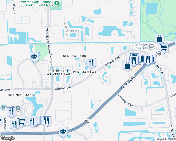 map of restaurants, bars, coffee shops, grocery stores, and more near 3808 Crofton Court in Fort Myers