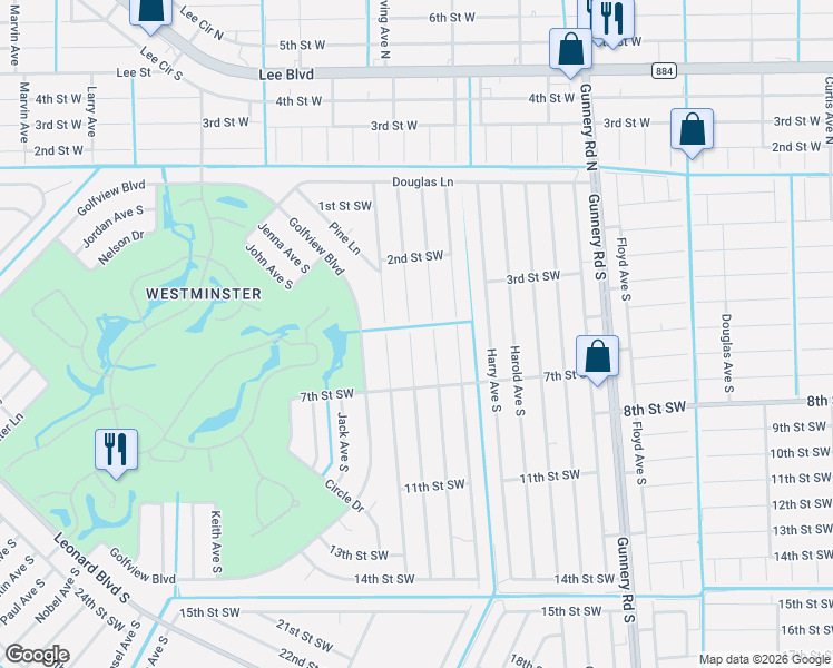map of restaurants, bars, coffee shops, grocery stores, and more near 227 Ichabod Avenue in Lehigh Acres
