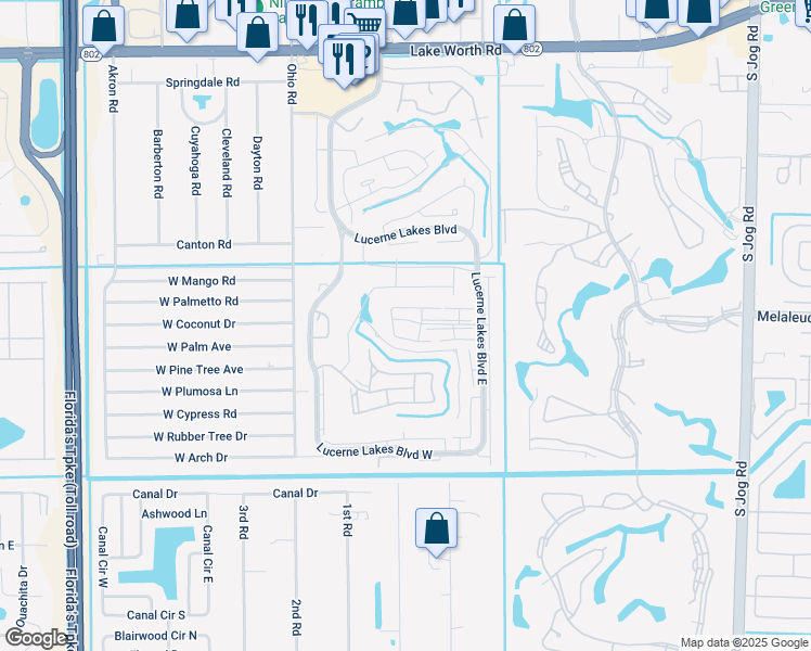 map of restaurants, bars, coffee shops, grocery stores, and more near 53 Golf Colony Court in Lake Worth