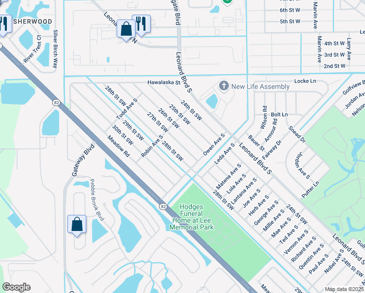 map of restaurants, bars, coffee shops, grocery stores, and more near 5132 27th Street Southwest in Lehigh Acres