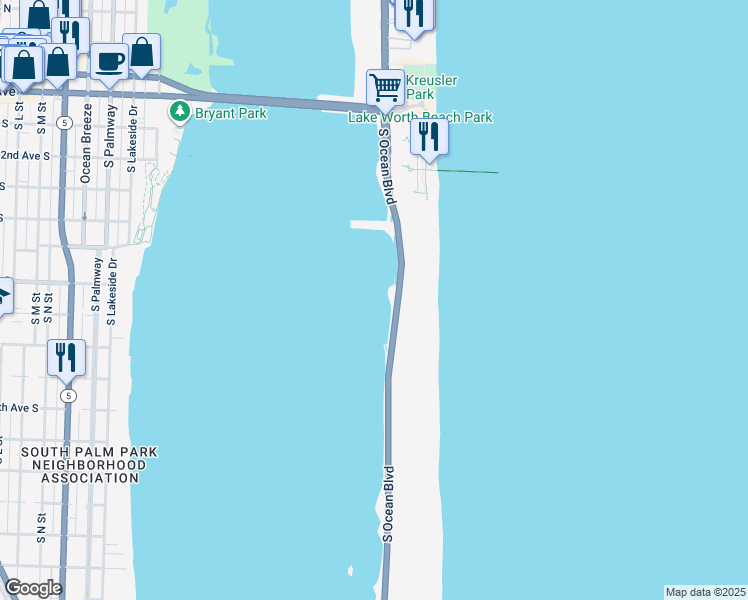 map of restaurants, bars, coffee shops, grocery stores, and more near 3120 Florida A1A in Palm Beach