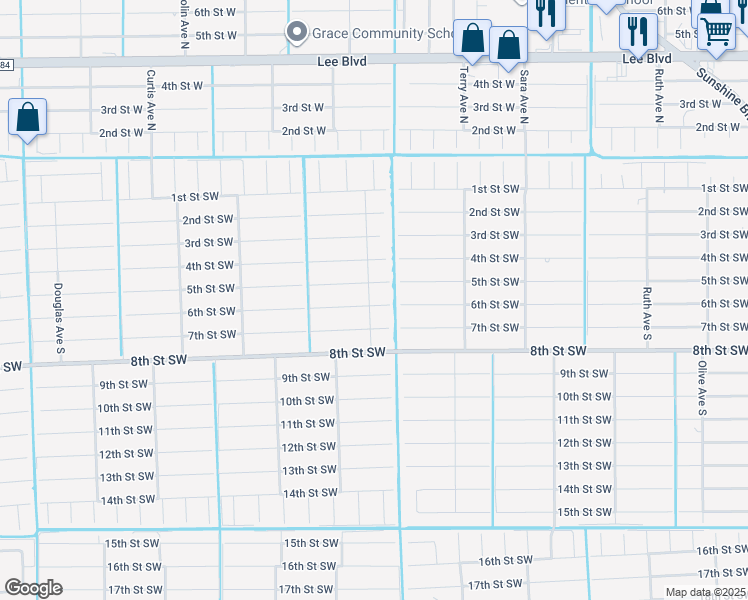 map of restaurants, bars, coffee shops, grocery stores, and more near 3705 5th Street Southwest in Lehigh Acres