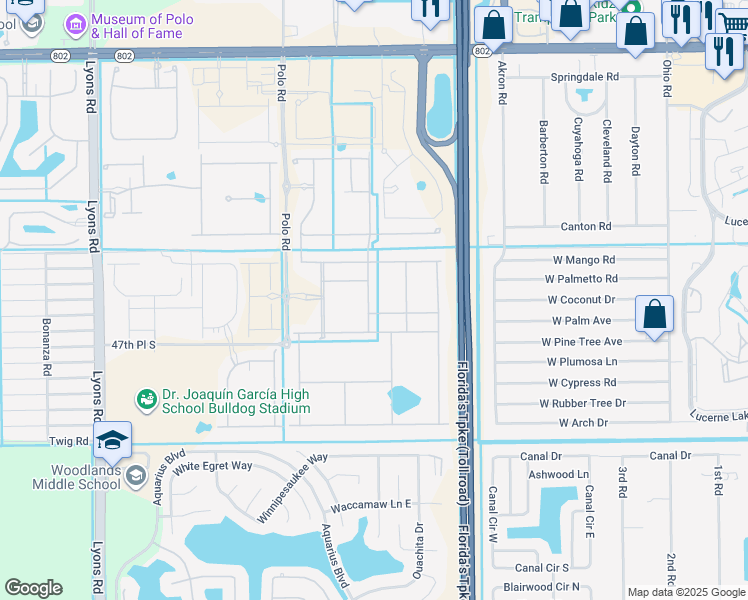 map of restaurants, bars, coffee shops, grocery stores, and more near 8294 Catria Lane in Lake Worth