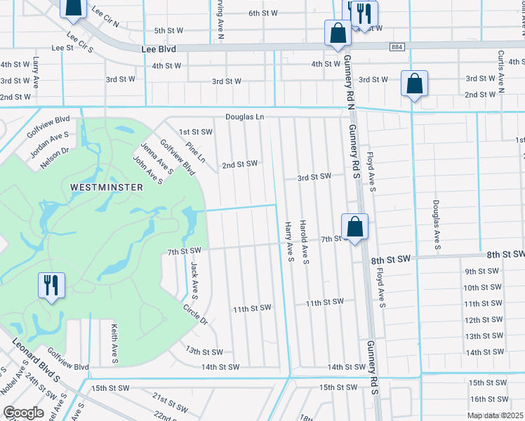 map of restaurants, bars, coffee shops, grocery stores, and more near 300 Hightower Avenue South in Lehigh Acres