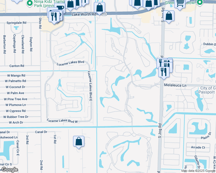 map of restaurants, bars, coffee shops, grocery stores, and more near 4471 Luxemburg Court in Lake Worth