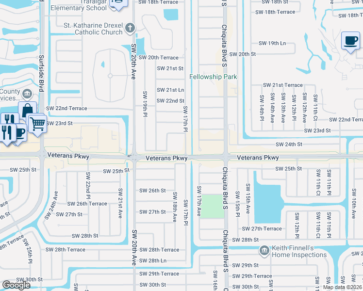 map of restaurants, bars, coffee shops, grocery stores, and more near 2310 Southwest 17th Place in Cape Coral