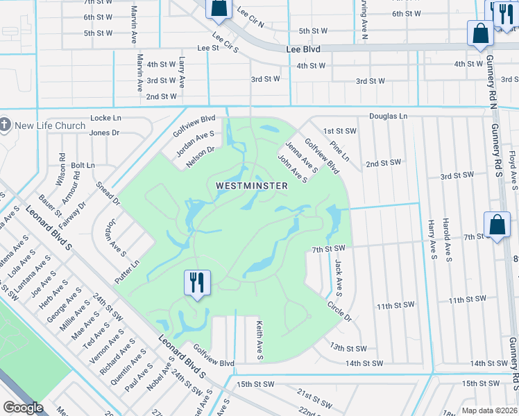 map of restaurants, bars, coffee shops, grocery stores, and more near 4528 Fairloop Run in Lehigh Acres