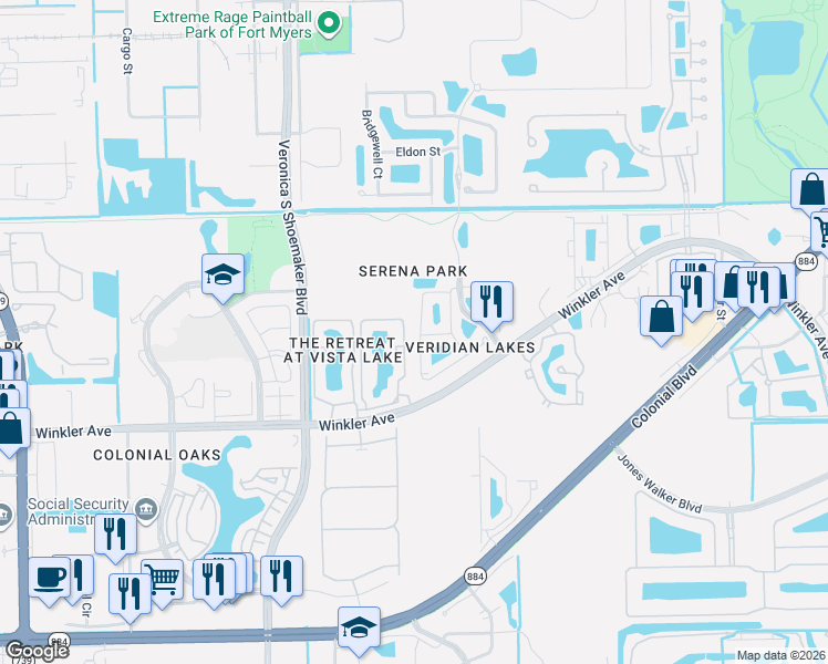 map of restaurants, bars, coffee shops, grocery stores, and more near 3776 Tilbor Circle in Fort Myers