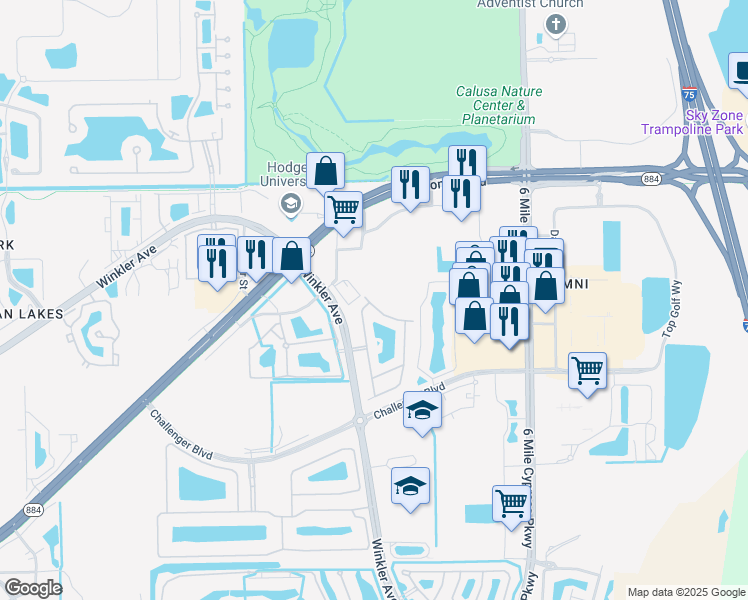 map of restaurants, bars, coffee shops, grocery stores, and more near 4044 Cherrybrook Loop in Fort Myers