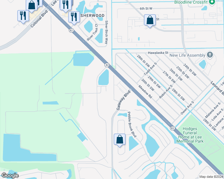 map of restaurants, bars, coffee shops, grocery stores, and more near 9430 Ivy Brook Run in Fort Myers