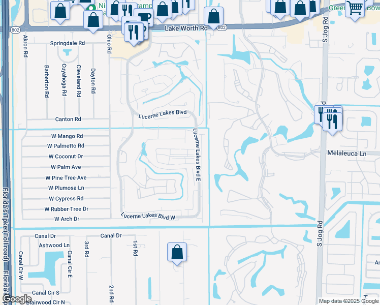 map of restaurants, bars, coffee shops, grocery stores, and more near 7113 Golf Colony Court in Lake Worth