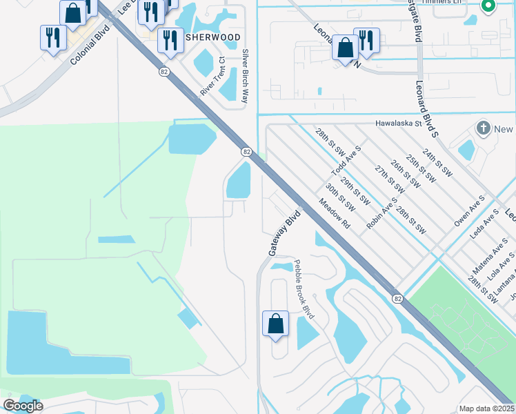 map of restaurants, bars, coffee shops, grocery stores, and more near 9430 Ivy Brook Run in Fort Myers