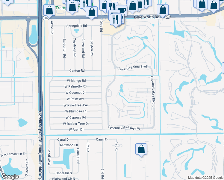 map of restaurants, bars, coffee shops, grocery stores, and more near 4580 Lucerne Lakes Boulevard West in Lake Worth