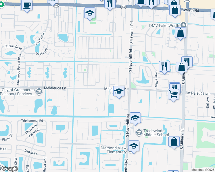 map of restaurants, bars, coffee shops, grocery stores, and more near 4698 Big Ben Lane in Lake Worth