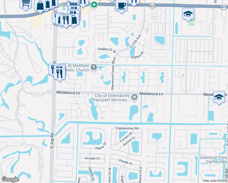 map of restaurants, bars, coffee shops, grocery stores, and more near in Greenacres
