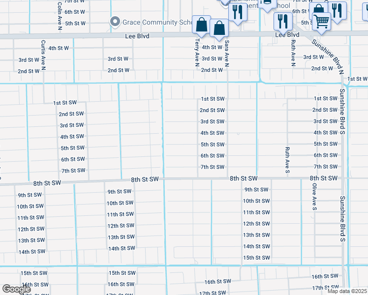 map of restaurants, bars, coffee shops, grocery stores, and more near 3609 5th Street Southwest in Lehigh Acres