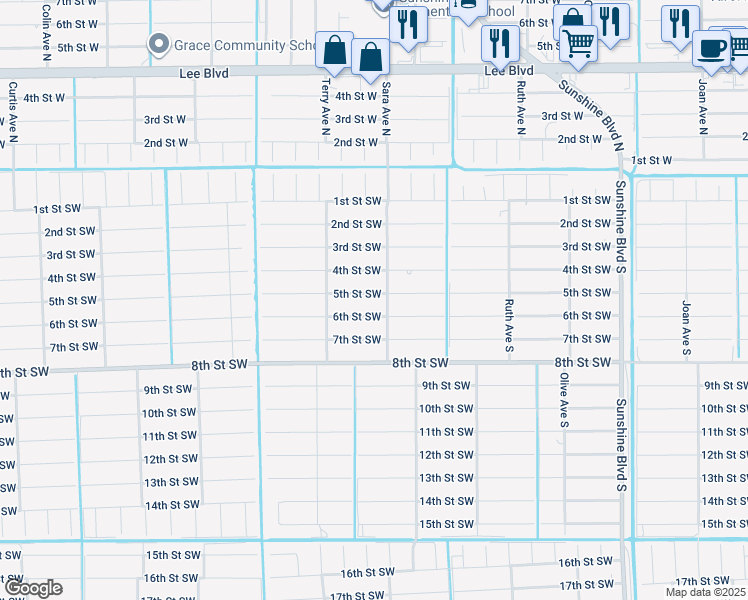 map of restaurants, bars, coffee shops, grocery stores, and more near 3505 5th Street Southwest in Lehigh Acres