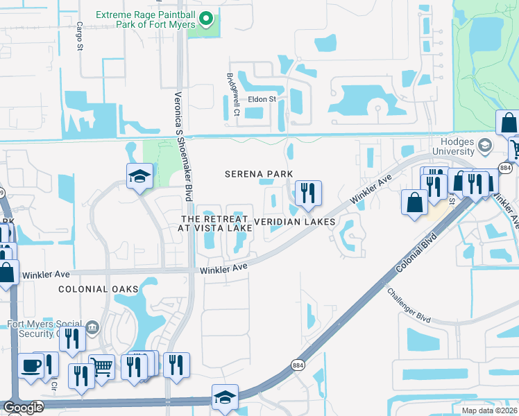 map of restaurants, bars, coffee shops, grocery stores, and more near 3776 Tilbor Circle in Fort Myers