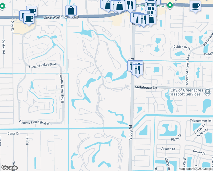 map of restaurants, bars, coffee shops, grocery stores, and more near 4788 Esedra Court in Lake Worth