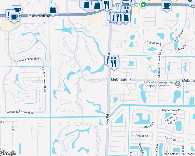 map of restaurants, bars, coffee shops, grocery stores, and more near 4815 Esedra Court in Lake Worth