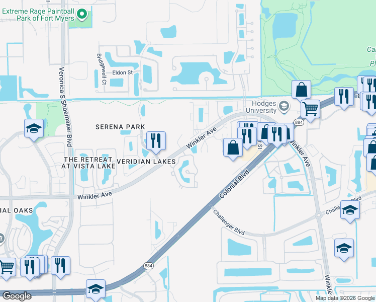 map of restaurants, bars, coffee shops, grocery stores, and more near in Fort Myers