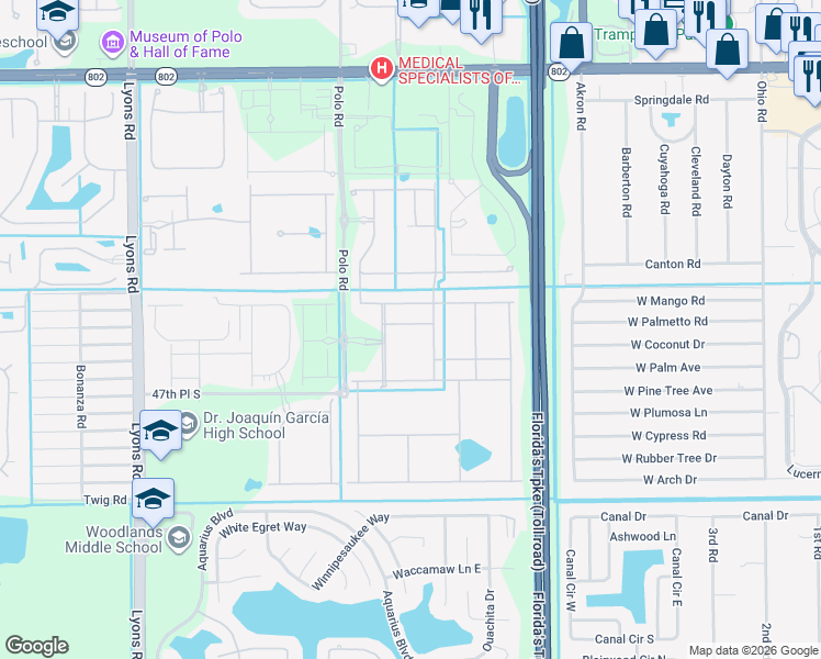 map of restaurants, bars, coffee shops, grocery stores, and more near 8294 Catria Lane in Wellington