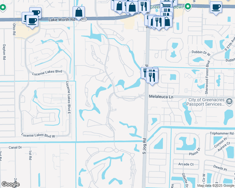 map of restaurants, bars, coffee shops, grocery stores, and more near 4788 Esedra Court in Lake Worth