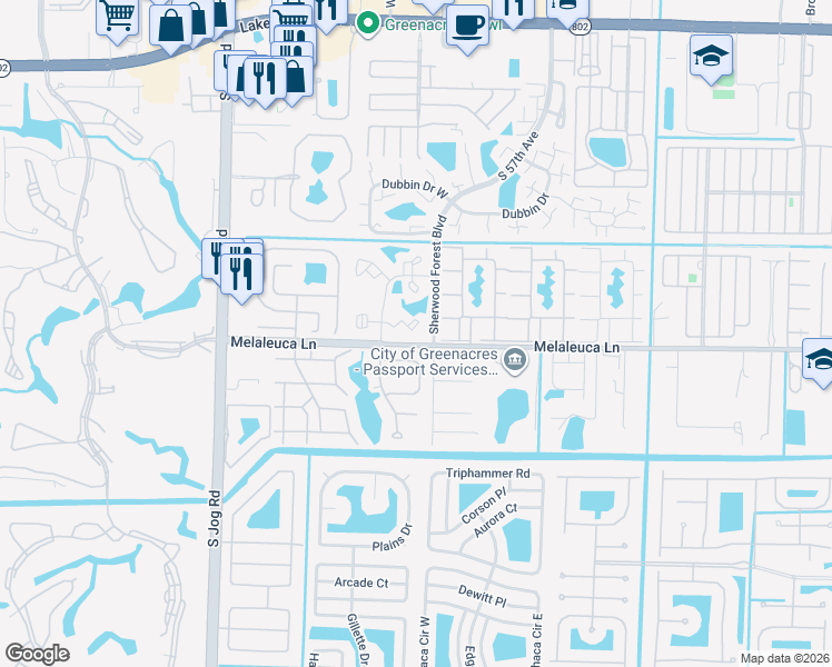 map of restaurants, bars, coffee shops, grocery stores, and more near in Greenacres