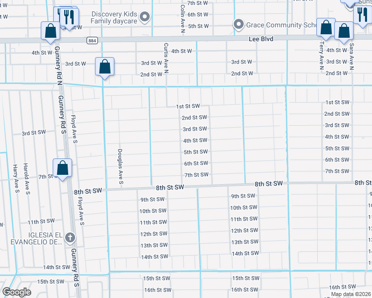 map of restaurants, bars, coffee shops, grocery stores, and more near 3916 5th Street Southwest in Lehigh Acres