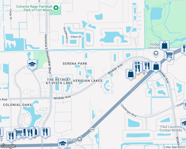 map of restaurants, bars, coffee shops, grocery stores, and more near 3808 Crofton Court in Fort Myers