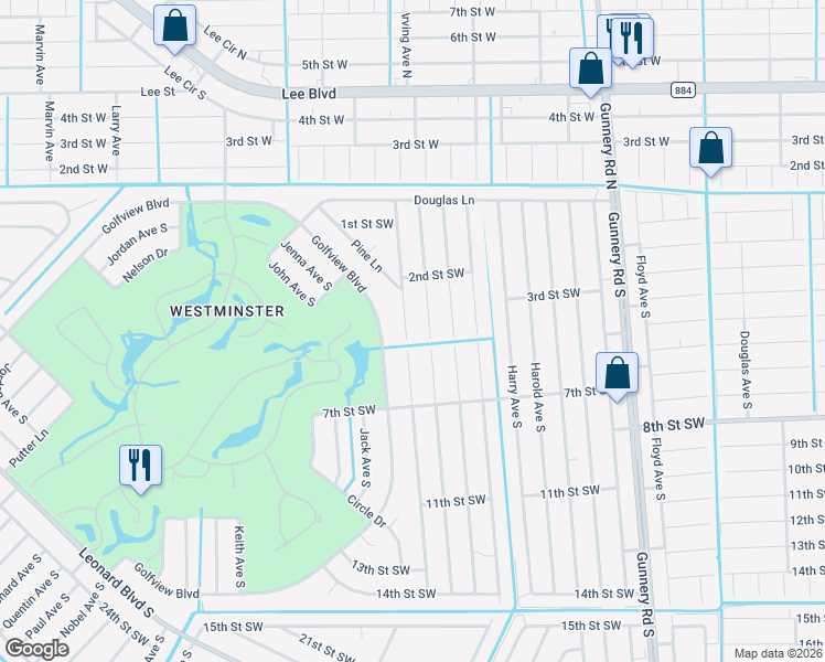 map of restaurants, bars, coffee shops, grocery stores, and more near 227 Ichabod Avenue in Lehigh Acres