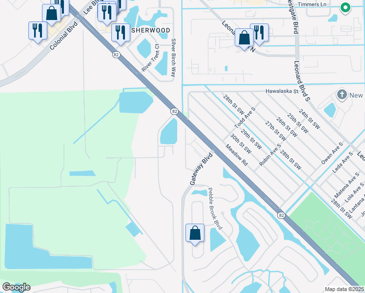 map of restaurants, bars, coffee shops, grocery stores, and more near 9430 Ivy Brook Run in Fort Myers